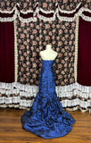 Beautiful navy blue sweetheart neckline simple satin bud skirt wedding dress HZ1022