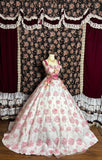 Rose Manor Pink Strap Embroidered Printed Floor-Length Wedding Dress HZ1022