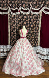 Rose Manor Pink Strap Embroidered Printed Floor-Length Wedding Dress HZ1022