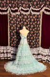 Elegant and gentle mint green heart-shaped collar beaded cake multi-layered tulle wedding dress HZ1022