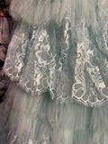 Elegant and gentle mint green heart-shaped collar beaded cake multi-layered tulle wedding dress HZ1022