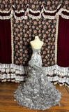 Silver Grey High Fishtail Shimmer Skirt Silk Tulle Large Curled Edge Wedding Dress HZ1022