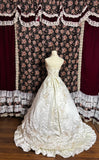 Retro Elegant Strapless Satin Embroidery Wedding Dress with Train HZ1022