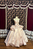 Princess Pink Satin Bow Simple Trailing Wedding Dress HZ1022