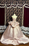 Princess Pink Satin Bow Simple Trailing Wedding Dress HZ1022
