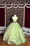 Unique Green Vase Collar Embroidered Flower A-Line Floor-Length Wedding Dress HZ1022