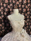 Sweet Pink Embroidered Lace 3D Flower Herringbone Princess Wedding Dress HZ1022