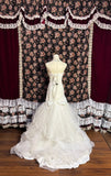 Elegant sweetheart neckline dark pattern beaded patchwork white mermaid wedding dress HZ1022