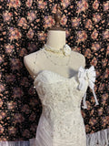 Elegant sweetheart neckline dark pattern beaded patchwork white mermaid wedding dress HZ1022
