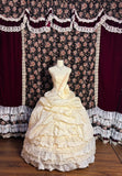 Sweet Light Yellow Beaded Ruffled Cake Floor-Length Wedding Dress HZ1022