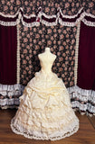Sweet Light Yellow Beaded Ruffled Cake Floor-Length Wedding Dress HZ1022