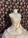 Sweet Light Yellow Beaded Ruffled Cake Floor-Length Wedding Dress HZ1022
