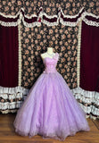 One-shoulder purple diamond striped three-dimensional flower back strap wedding dress HZ1022