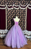 One-shoulder purple diamond striped three-dimensional flower back strap wedding dress HZ1022