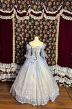 Beautiful one-shoulder princess sleeve gradient purple skirt three-dimensional flower beaded tulle wedding dress HZ1022