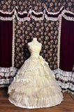 Retro cute beaded three-dimensional flower cake skirt fungus curling edge wedding dress HZ1022