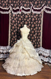 Retro cute beaded three-dimensional flower cake skirt fungus curling edge wedding dress HZ1022