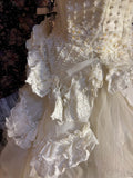 Retro cute beaded three-dimensional flower cake skirt fungus curling edge wedding dress HZ1022