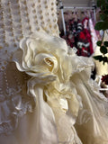 Retro cute beaded three-dimensional flower cake skirt fungus curling edge wedding dress HZ1022