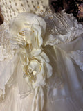 Retro cute beaded three-dimensional flower cake skirt fungus curling edge wedding dress HZ1022