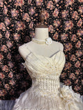 Retro cute beaded three-dimensional flower cake skirt fungus curling edge wedding dress HZ1022