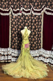 Forest Green Halter Neck Sequined Leaf Embroidery Large Skirt Mermaid Wedding Dress HZ1022