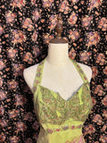 Forest Green Halter Neck Sequined Leaf Embroidery Large Skirt Mermaid Wedding Dress HZ1022