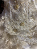 Retro Princess Halter Neck Beaded 3D Flower Satin Lace Edge Cake Skirt Wedding Dress HZ1022