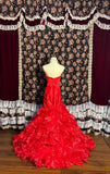 Beautiful red tube top beaded butterfly skirt mermaid wedding dress HZ1022