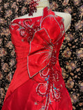 Beautiful red tube top beaded butterfly skirt mermaid wedding dress HZ1022
