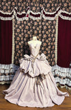 Taro Purple Strapless Satin Flower Bud Open Back Wedding Dress with Train HZ1022