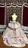 Taro Purple Strapless Satin Flower Bud Open Back Wedding Dress with Train HZ1022
