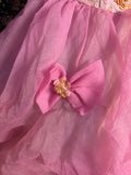 Princess Pink Tube Top 3D Embroidered Sequined Fishbone Bow Puffy Wedding Dress HZ1022