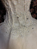 Princess Heavy V-neck Layered Lace Ivory White Back Tie Floor-length Wedding Dress HZ1022