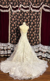 Elegant tube top heavy A-line fishtail three-dimensional flower wave lace skirt wedding dress HZ1022