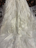 Elegant tube top heavy A-line fishtail three-dimensional flower wave lace skirt wedding dress HZ1022