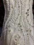 Elegant tube top heavy A-line fishtail three-dimensional flower wave lace skirt wedding dress HZ1022