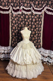 Retro Elegant Strapless Sequin Beaded Satin Flower Bud Lace Edge Wedding Dress HZ1022