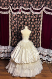 Retro Elegant Strapless Sequin Beaded Satin Flower Bud Lace Edge Wedding Dress HZ1022