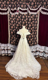 White Elegant One Shoulder Lace Embroidery Three-Dimensional Flower Bias Cut Small Train Wedding Dress HZ1022