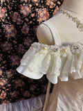 White Elegant One Shoulder Lace Embroidery Three-Dimensional Flower Bias Cut Small Train Wedding Dress HZ1022