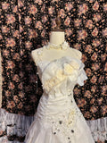 Elegant bias-cut high-cut fishtail chiffon 3D embroidered floral train wedding dress HZ1022