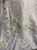 Elegant bias-cut high-cut fishtail chiffon 3D embroidered floral train wedding dress HZ1022