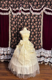 Cream Princess Tube Top Watery Satin Small Pearl Bow Puffy Wedding Dress HZ1022