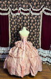 Princess Pink Heart-Shaped Neck Thick Satin Beaded Puff Wedding Dress HZ1022