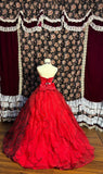 Gorgeous red tube top black pattern 3D flower wedding dress HZ1022