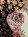 Vintage Pink Chiffon Strap 3D Flower Beaded Chiffon Satin Mermaid Wedding Dress HZ1022