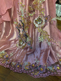 Vintage Pink Chiffon Strap 3D Flower Beaded Chiffon Satin Mermaid Wedding Dress HZ1022