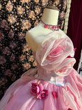 Princess blue tube top 3D flower tulle fluffy wedding dress HZ1022