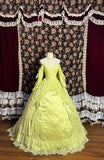 Grass Green Lace Flower Opening Ceremony Skirt Satin Floor-Length Wedding Dress HZ1022